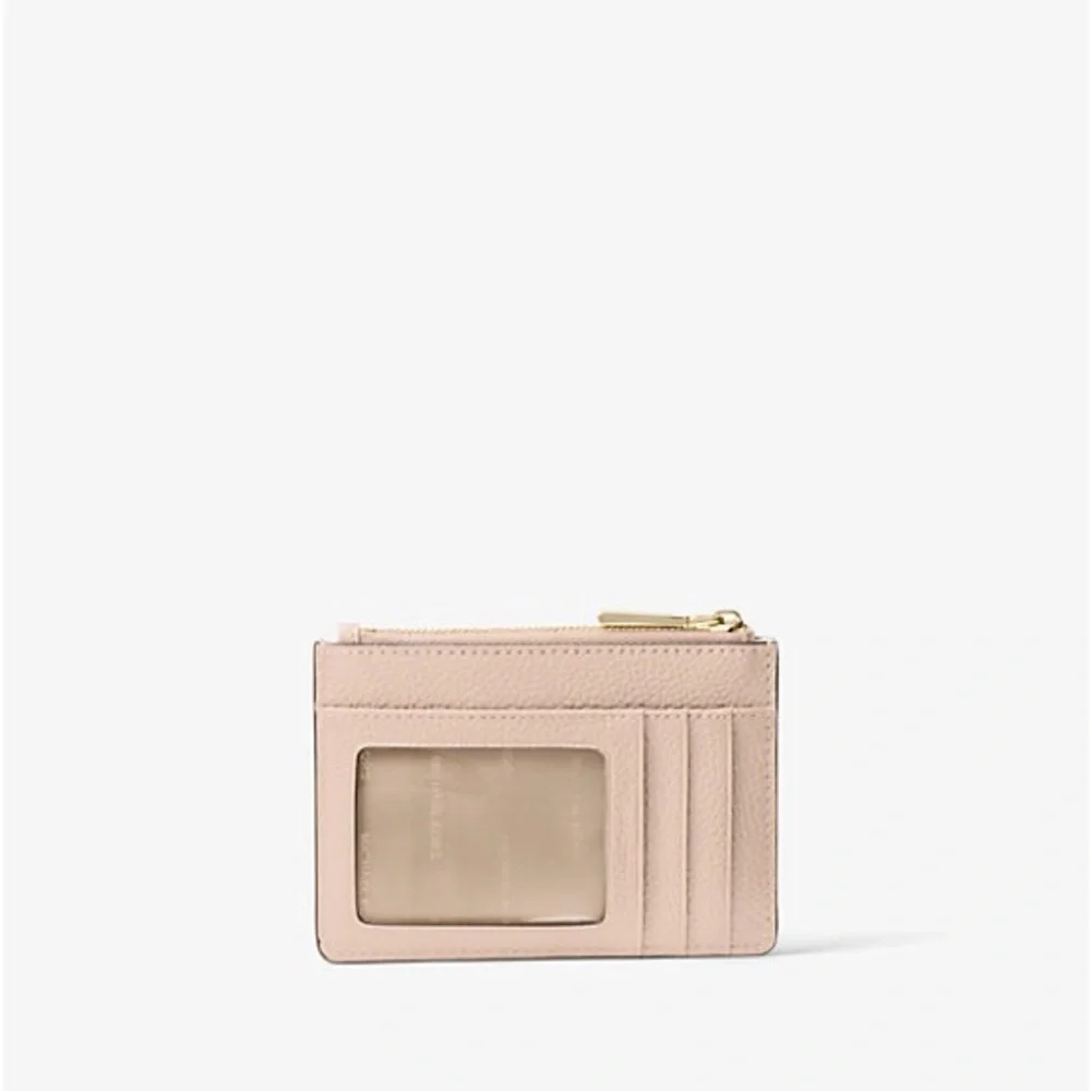 Michael Kors Soft Pink Leather Coin Purse Card Slot Wristlet ZipUp Wallet Travel